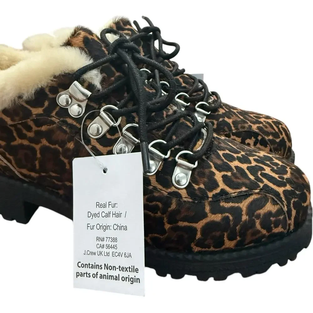 J.Crew Nordic Animal Print Leather Ankle Boots In Calf Hair Size 7